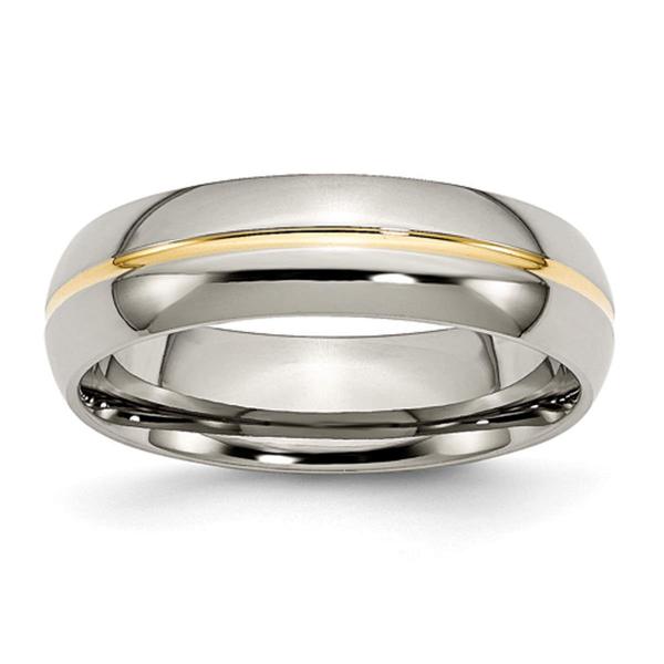 Mens Endless Affection(tm) 6mm Yellow IP-Plated Grooved Band