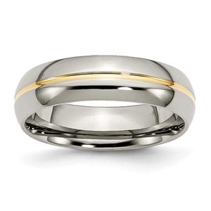 Mens Endless Affection(tm) 6mm Yellow IP-Plated Grooved Band