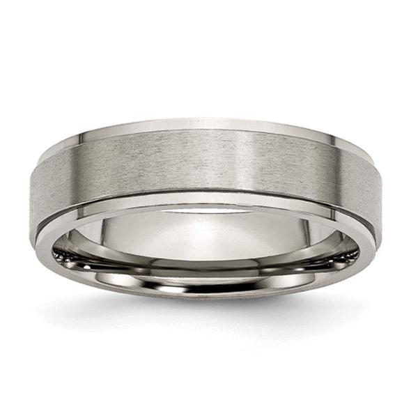 Mens Endless Affection(tm) 6mm Titanium Ridged Edge Brushed Band