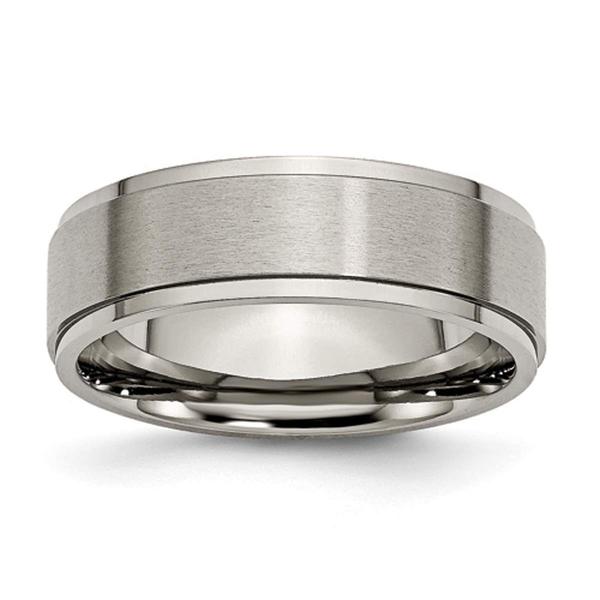 Mens Endless Affection(tm) 7mm Ridged Edge Polished Wedding Band