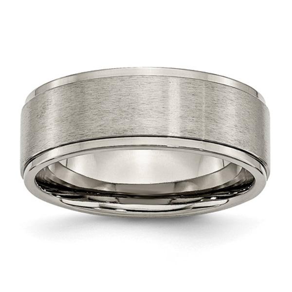 Mens Endless Affection(tm) Ridged Edge 8mm Engravable Flat Band