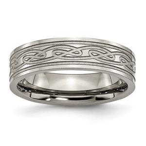 Mens Endless Affection(tm) Laser Etched Celtic Knot 6mm Band