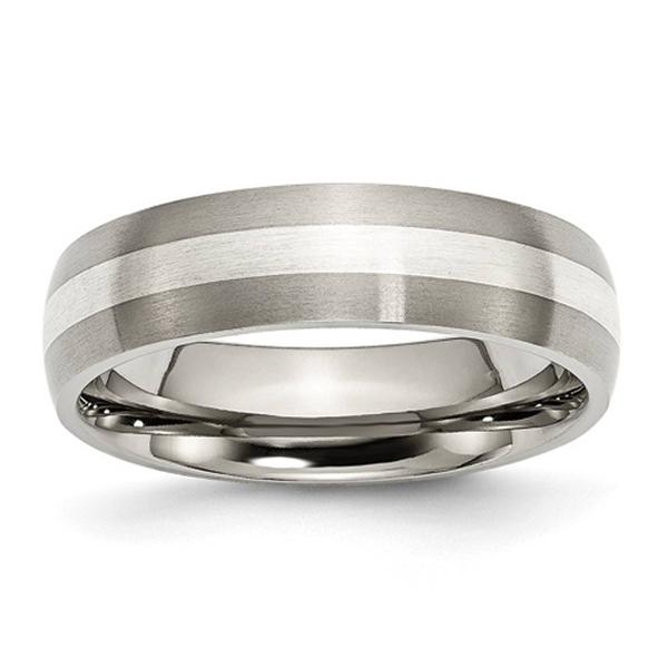 Mens Endless Affection(tm) Sterling Silver Inlay 6mm Wedding Band