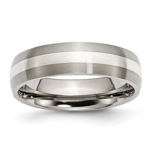 Mens Endless Affection(tm) Sterling Silver Inlay 6mm Wedding Band