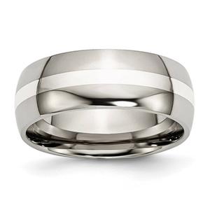 Mens Endless Affection(tm) Titanium 8mm Sterling Silver Inlay Band