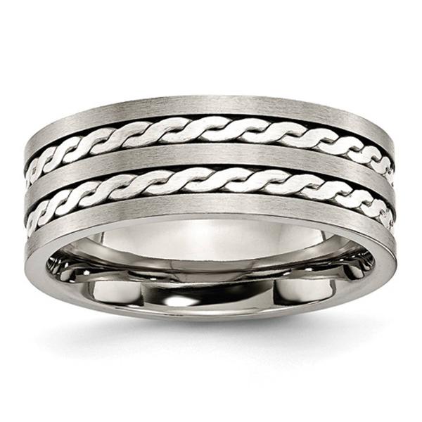 Mens Endless Affection(tm) Sterling Silver Braided Inlay Band