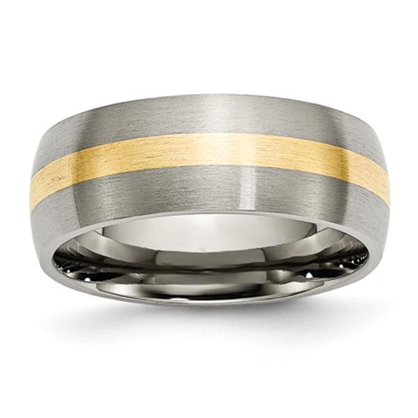 Mens Endless Affection(tm) Titanium 14kt. Yellow Gold Inlay 8mm Band