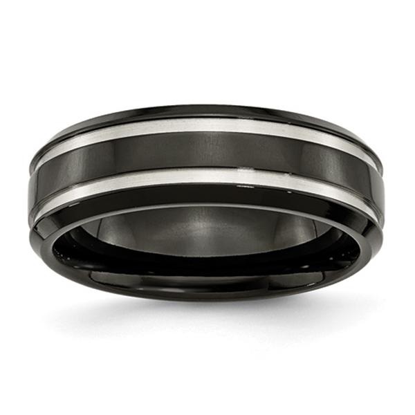 Mens Endless Affection(tm) Titanium 7mm Black IP-Plated Grooved Band