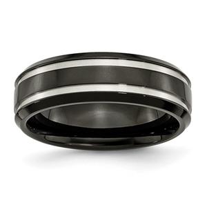 Mens Endless Affection(tm) Titanium 7mm Black IP-Plated Grooved Band