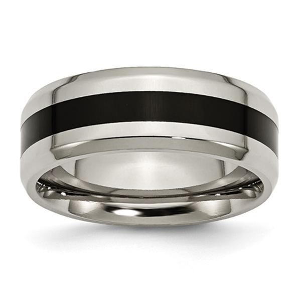 Mens Endless Affection(tm) 8mm Titanium Black Enamel Stripe Band