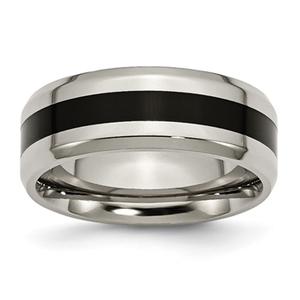 Mens Endless Affection(tm) 8mm Titanium Black Enamel Stripe Band