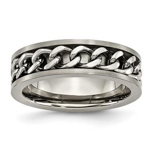 Mens Endless Affection(tm) Titanium 7mm Chain Inlay Wedding Band