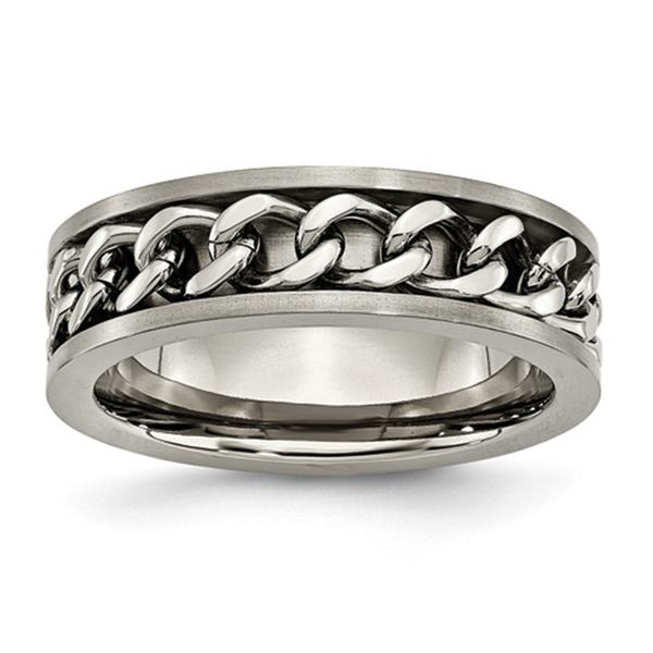 Mens Endless Affection(tm) Titanium 7mm Chain Inlay Wedding Band