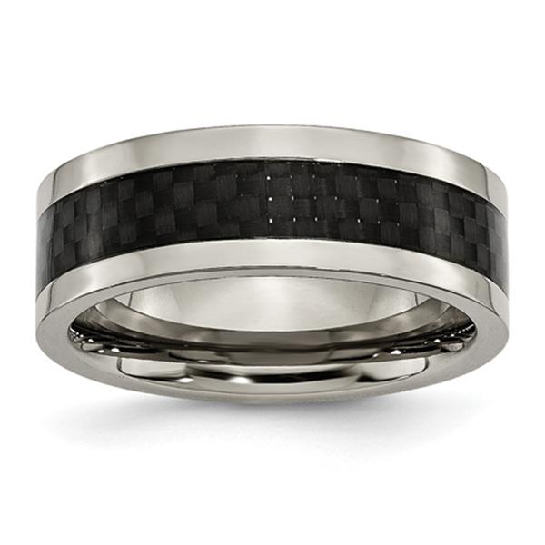 Mens Endless Affection(tm) 8mm Titanium Black Carbon Inlay Band