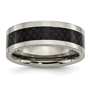 Mens Endless Affection(tm) 8mm Titanium Black Carbon Inlay Band