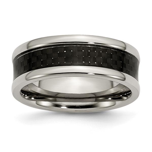 Mens Endless Affection(tm) 8mm Titanium Black Carbon Inlay Band