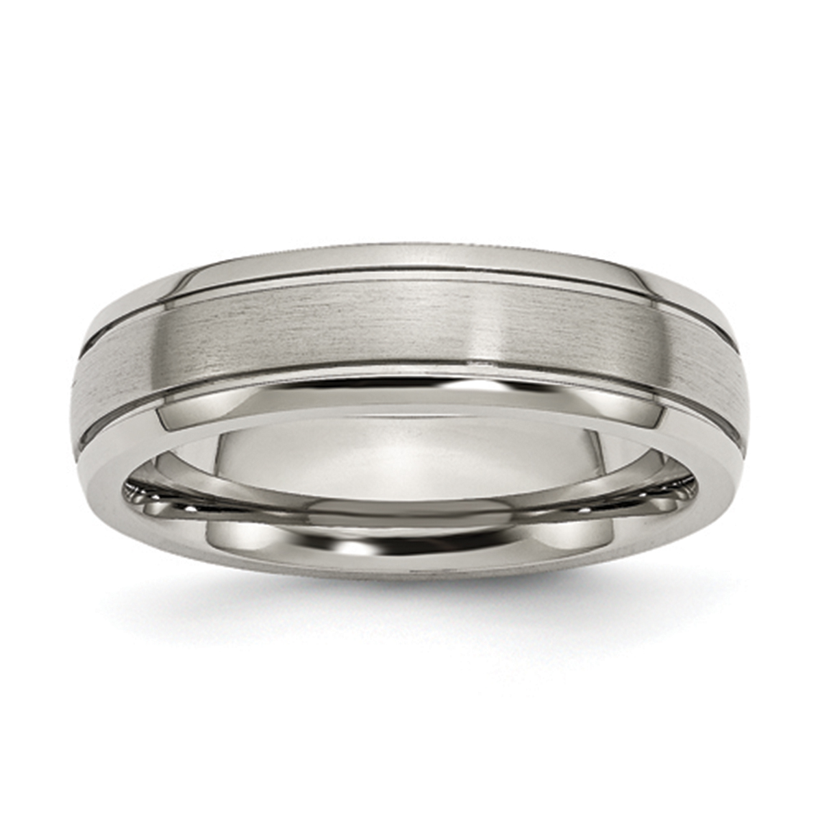 Mens Endless Affection(tm) Titanium Grooved Edge 6mm Polished Band