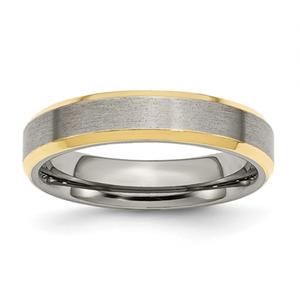 Mens Endless Affection(tm) 5mm Yellow IP-Pated Titanium Band