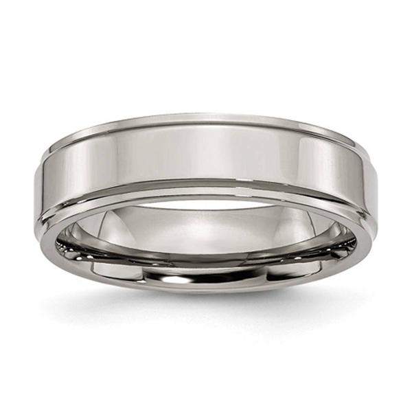 Mens Endless Affection(tm) 6mm Ridged Edge Titanium Polished Band
