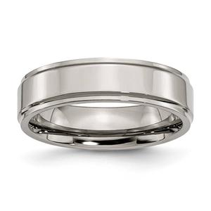 Mens Endless Affection(tm) 6mm Ridged Edge Titanium Polished Band