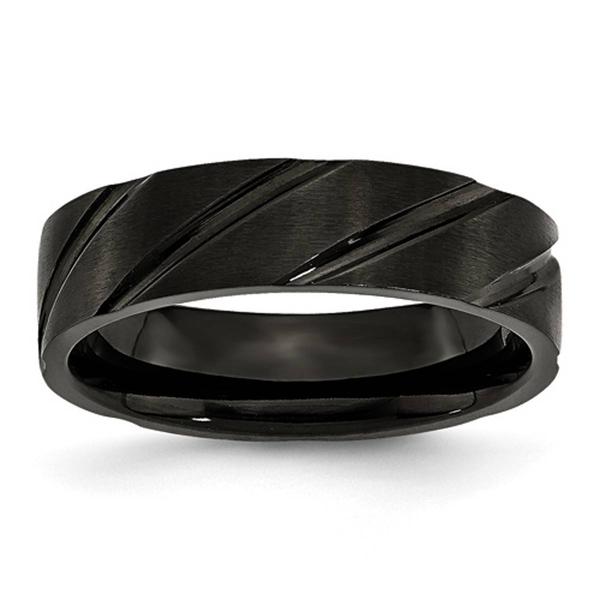 Mens Endless Affection(tm) 6mm Swirl Design Black IP Plated Band