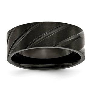 Mens Endless Affection(tm) 8mm Swirl Design Black IP Plated Band