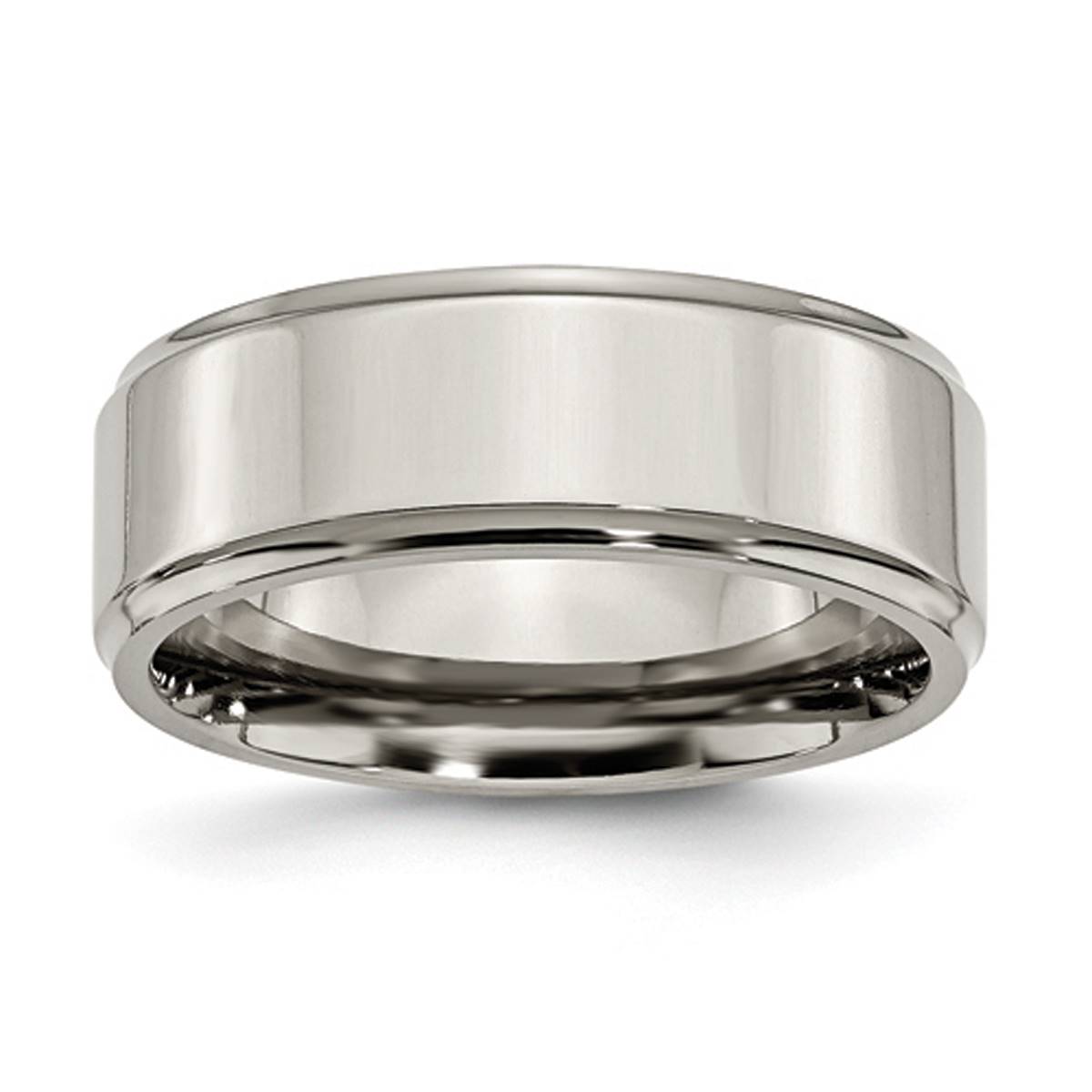 Mens Endless Affection(tm) Ridged Edge Engravable 8mm Wedding Band