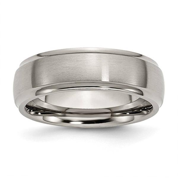 Mens Endless Affection(tm) Ridged Edge 7mm Polished Wedding Band