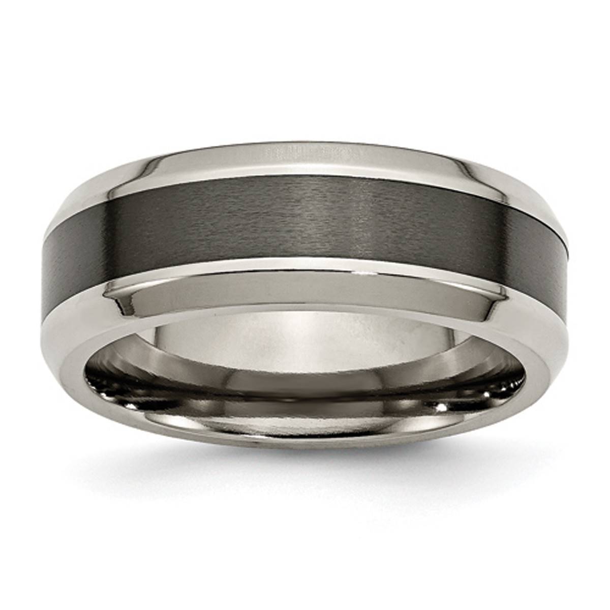 Mens Gentlemen's Classics(tm) Titanium & Black Ceramic Center Band