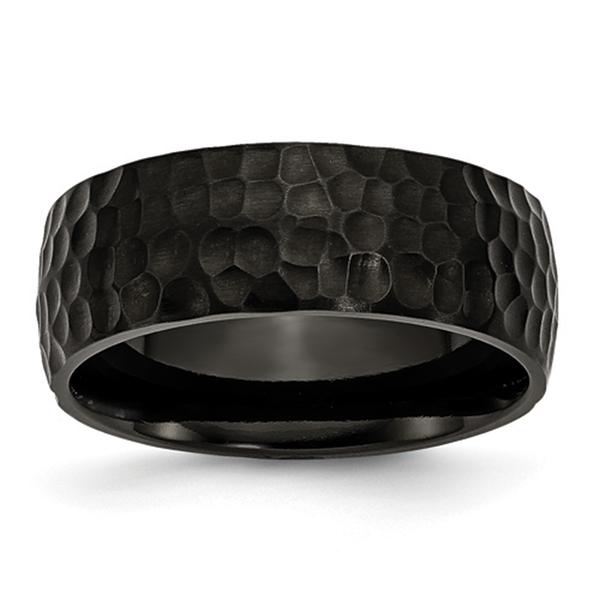 Mens Endless Affection(tm) Black IP-Plated & Hammered 8mm Band