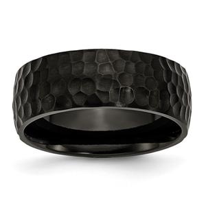 Mens Endless Affection(tm) Black IP-Plated & Hammered 8mm Band