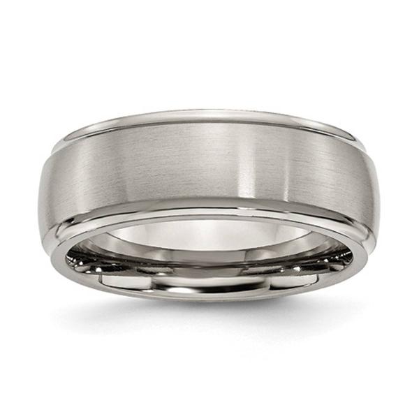 Mens Endless Affection(tm) 8mm Ridged Edge Dome Shaped Band