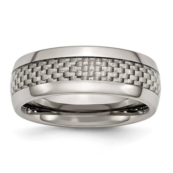 Mens Endless Affection(tm) Titanium Band w/ Grey Carbon Fiber Inlay