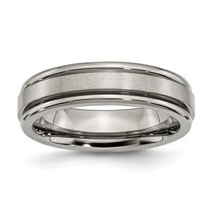 Mens Endless Affection(tm) Titanium Grooved Edge 6mm Satin Band