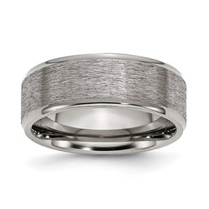 Mens Endless Affection(tm) 8mm Engravable Ridged Edge Flat Band
