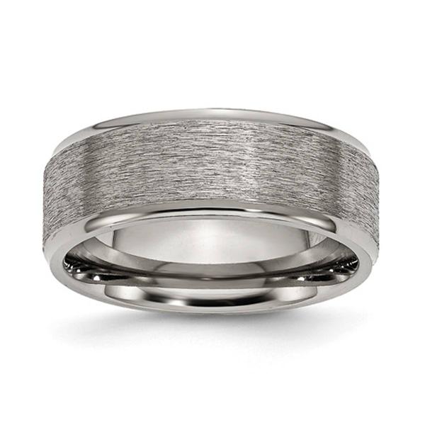 Mens Endless Affection(tm) 8mm Engravable Ridged Edge Flat Band