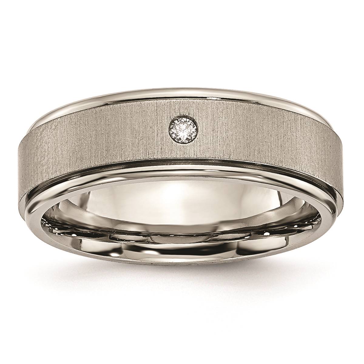 Mens Gentlemens Classics(tm) Titanium Rounded Edge Diamond Band