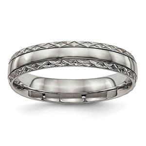 Mens Endless Affection(tm) Titanium Grooved Criss Cross Design Band