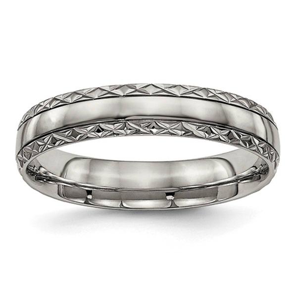 Mens Endless Affection(tm) Titanium Grooved Criss Cross Design Band