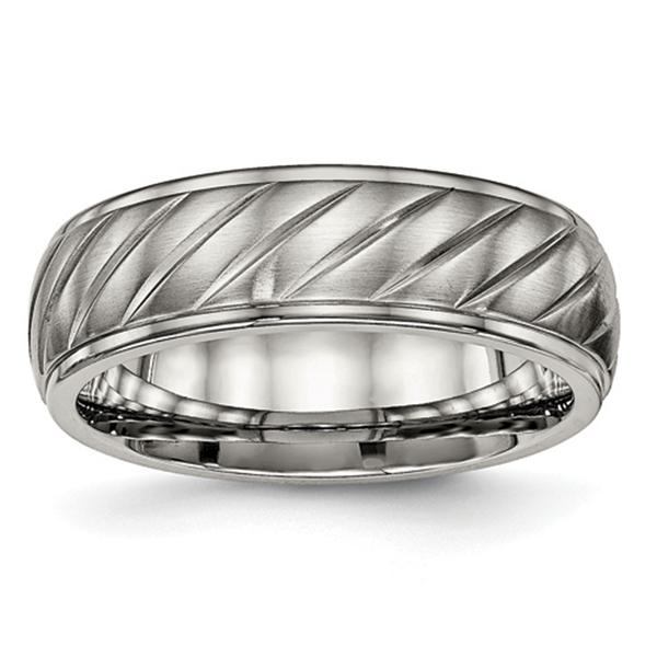 Mens Endless Affection(tm) Diagonally Groove 7mm Grooved Band