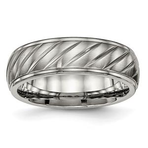 Mens Endless Affection(tm) Diagonally Groove 7mm Grooved Band