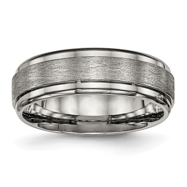 Mens Endless Affection(tm) Titanium 7mm Ridged Edge Wedding Band