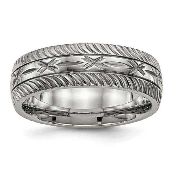 Mens Endless Affection(tm) 7mm Titanium Polished Diamond Cut Band