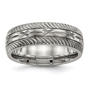 Mens Endless Affection(tm) 7mm Titanium Polished Diamond Cut Band