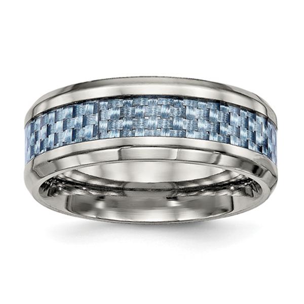 Mens Endless Affection(tm) 8mm Blue Carbon Fiber Inlay Wedding Ring