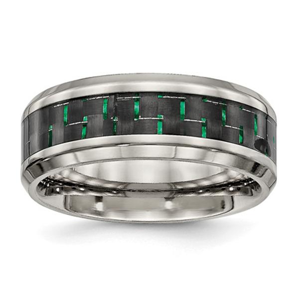 Mens Endless Affection(tm) Black & Green Carbon Fiber Inlay Band