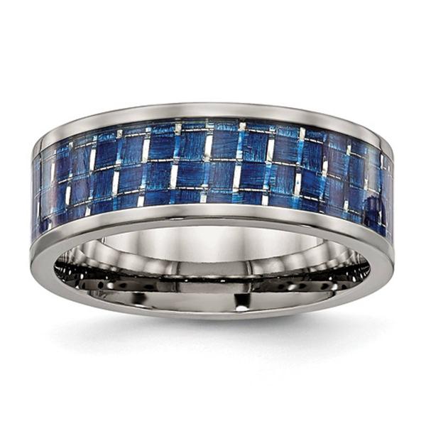 Mens Endless Affection(tm) Titanium Blue Carbon Fiber Inlay Band