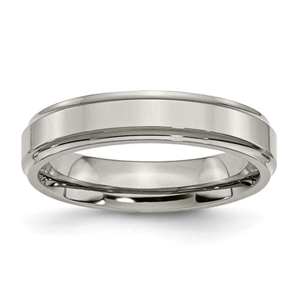 Mens Endless Affection(tm) 5mm Titanium Ridged Edge Polished Band