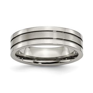 Mens Endless Affection(tm) Engravable Titanium & Grooved 6mm Band