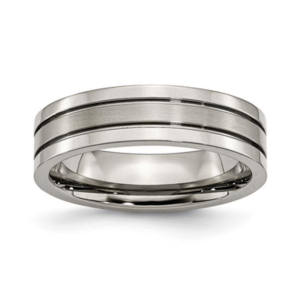 Mens Endless Affection(tm) Engravable Titanium & Grooved 6mm Band